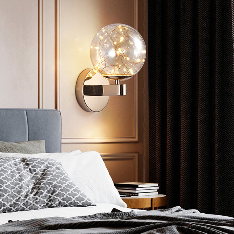 Modern Style Sphere Sconce Light Fixtures Metal 1 Light Wall Mounted Lighting