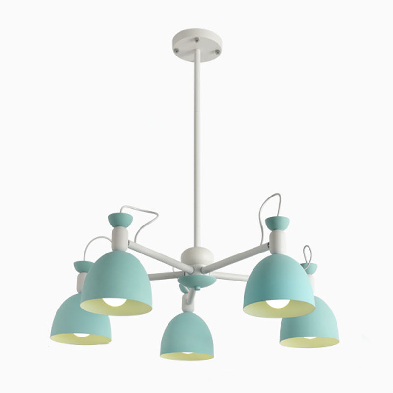 Multi Light Bowl Branch Hanging Lights Modern Macaron Style Metal Hanging Lighting