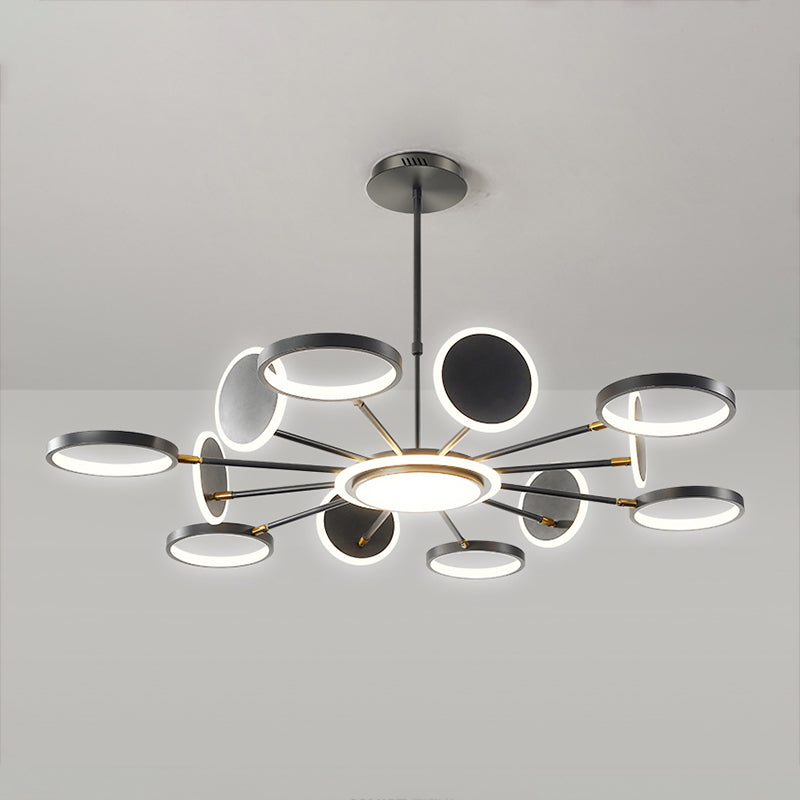 Modern Style Geometry Shape Pendant Chandeliers Metal Chandelier Lights in Black