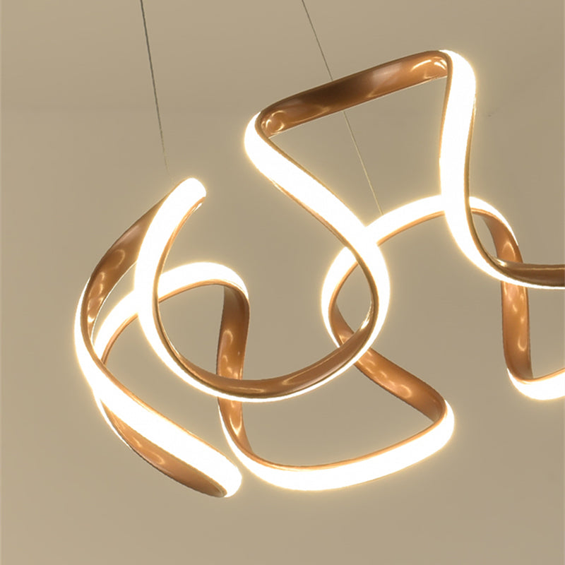 Twisting Shade Chandelier Light Modern Metal 1 Light Chandelier Lighting Fixture in Gold