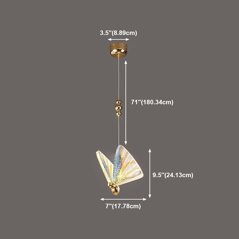 Butterfly Shape Hanging Lighting Modern Style Metal 1 Light Hanging Lamp for Living Room