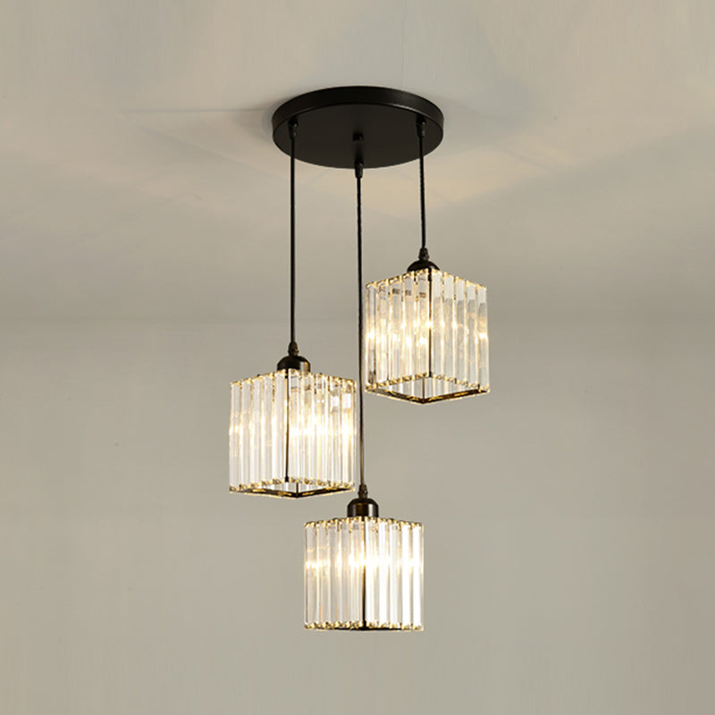 Contemporary Cube Pendant Light Glass Multi Light Hanging Pendant for Living Room