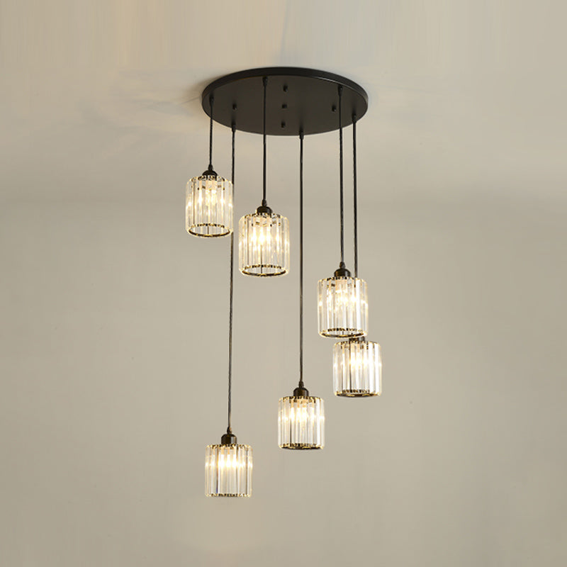 Contemporary Cube Pendant Light Glass Multi Light Hanging Pendant for Living Room