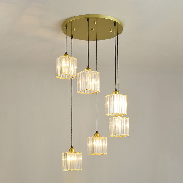 Contemporary Cube Pendant Light Glass Multi Light Hanging Pendant for Living Room