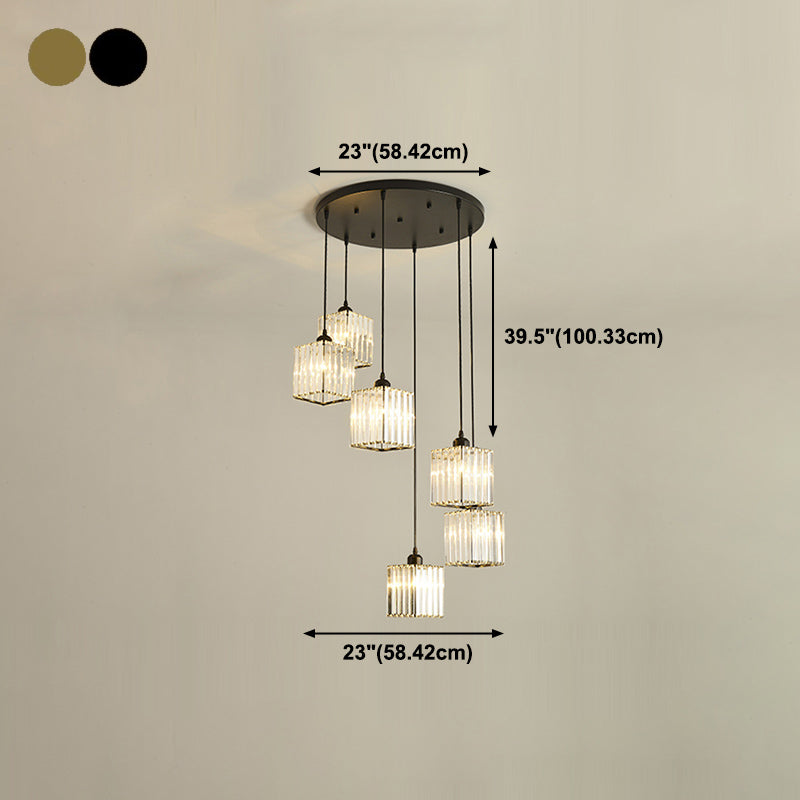 Contemporary Cube Pendant Light Glass Multi Light Hanging Pendant for Living Room