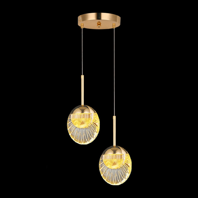 Round Shape Hanging Lights Modern Style Metal Hanging Light Fixtures in Gold