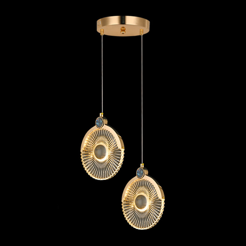 Round Shape Hanging Lights Modern Style Metal Hanging Light Fixtures in Gold