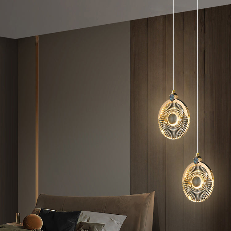 Round Shape Hanging Lights Modern Style Metal Hanging Light Fixtures in Gold