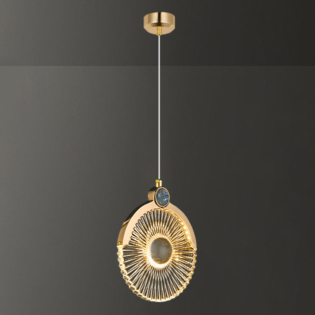 Round Shape Hanging Lights Modern Style Metal Hanging Light Fixtures in Gold