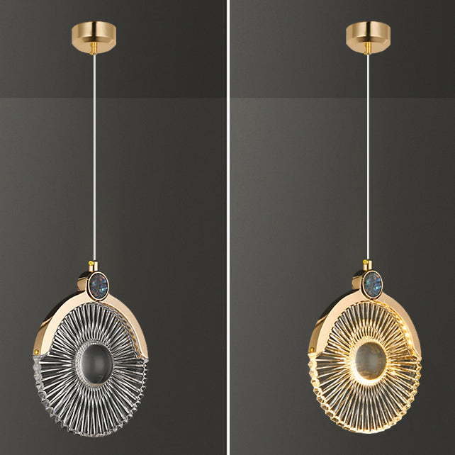 Round Shape Hanging Lights Modern Style Metal Hanging Light Fixtures in Gold