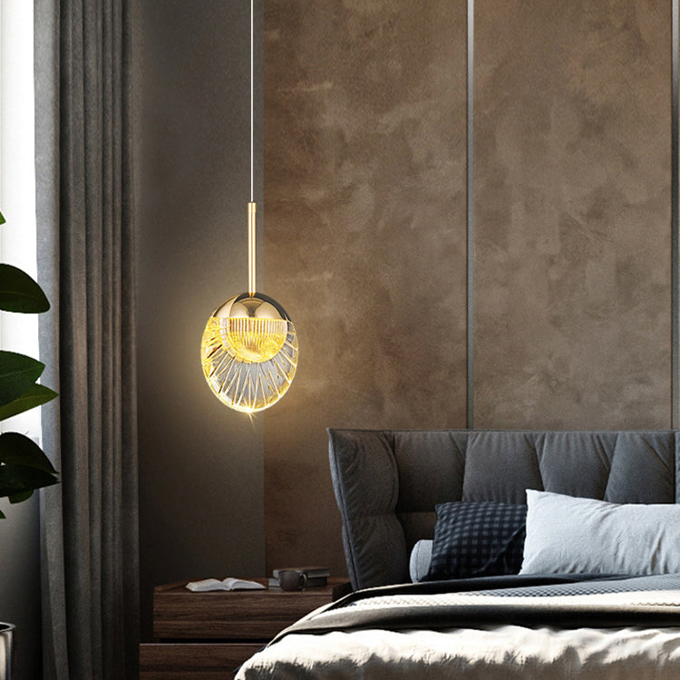 Round Shape Hanging Lights Modern Style Metal Hanging Light Fixtures in Gold