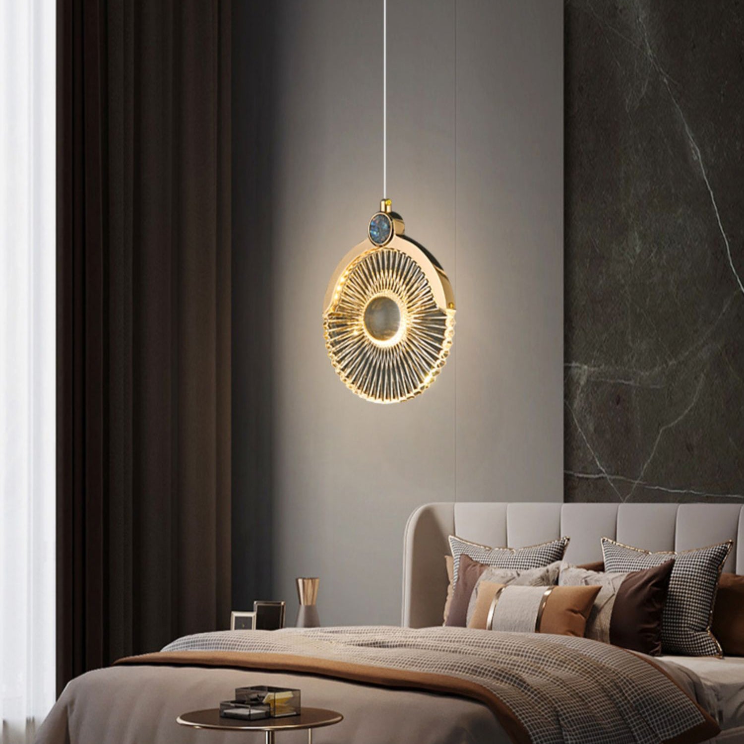 Round Shape Hanging Lights Modern Style Metal Hanging Light Fixtures in Gold