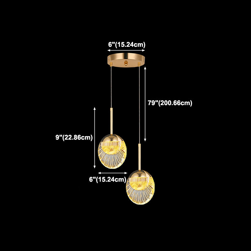 Round Shape Hanging Lights Modern Style Metal Hanging Light Fixtures in Gold