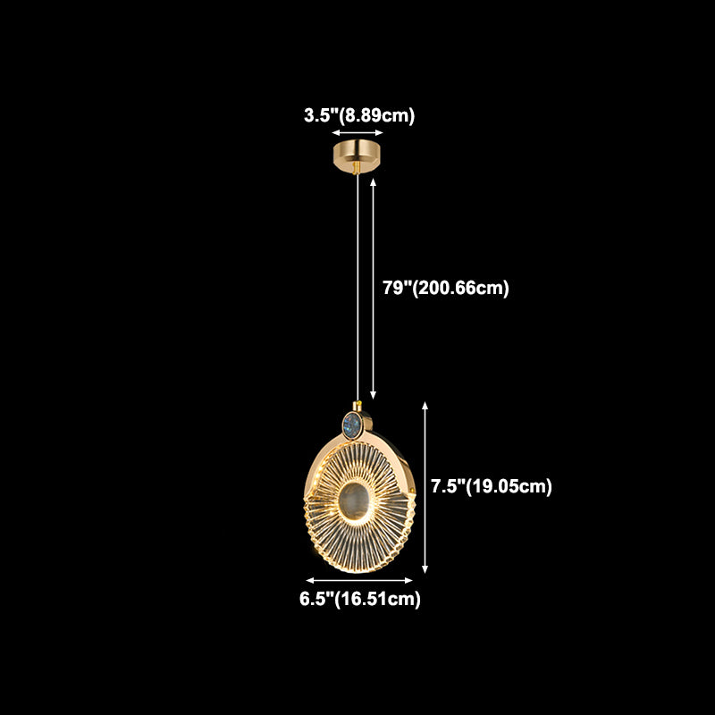 Round Shape Hanging Lights Modern Style Metal Hanging Light Fixtures in Gold