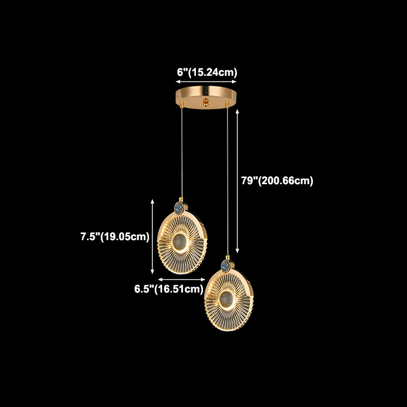 Round Shape Hanging Lights Modern Style Metal Hanging Light Fixtures in Gold