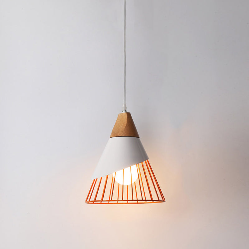 Metal Cone Shade Hanging Lights Modern Macaron Style 1 Head Hanging Mount Fixture for Restaurant