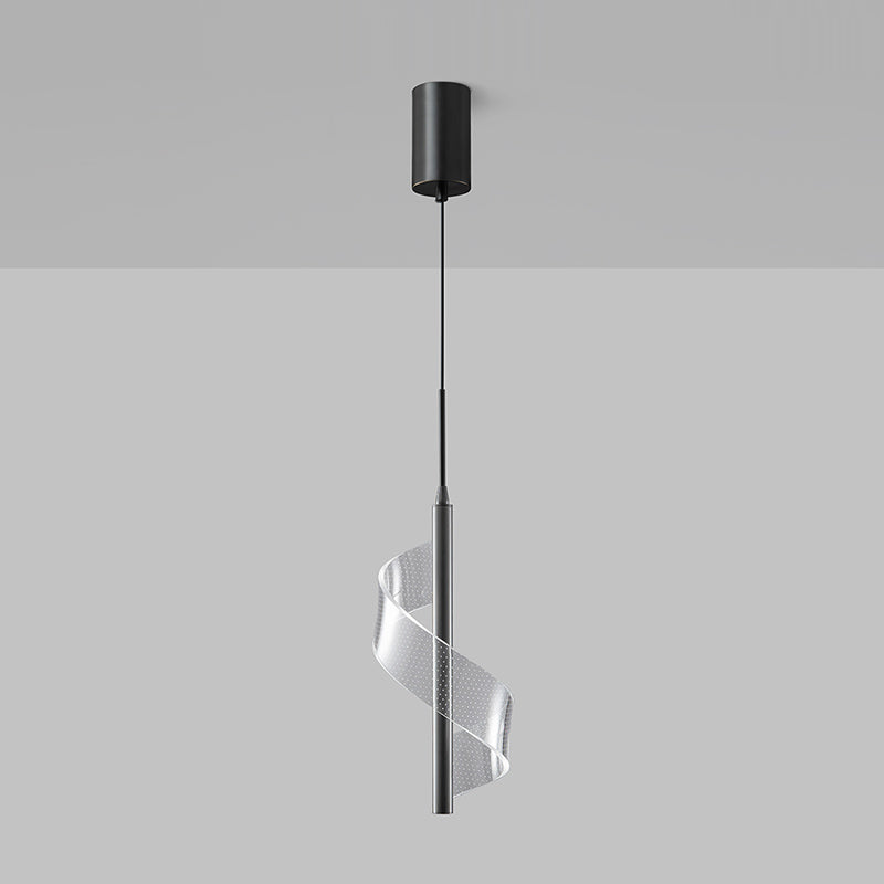 Minimalism Iron Pendant Light Strip Shape Ceiling Lamp with Acrylic Shade for Living Room