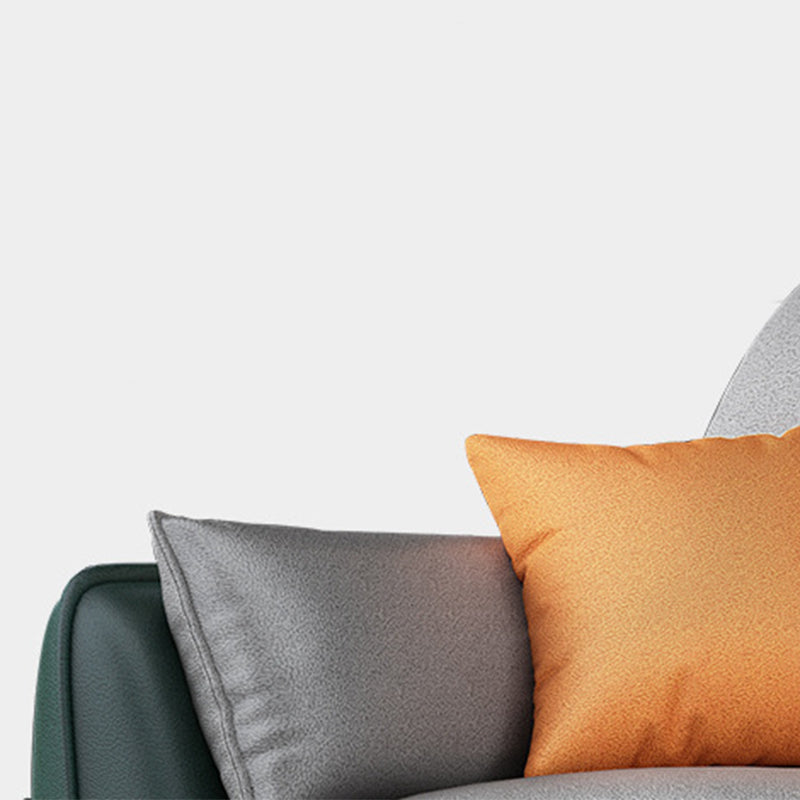 Pillow Top Arm Faux Leather Sofa and Chaise L-Shape Sectional with Storage for Apartment