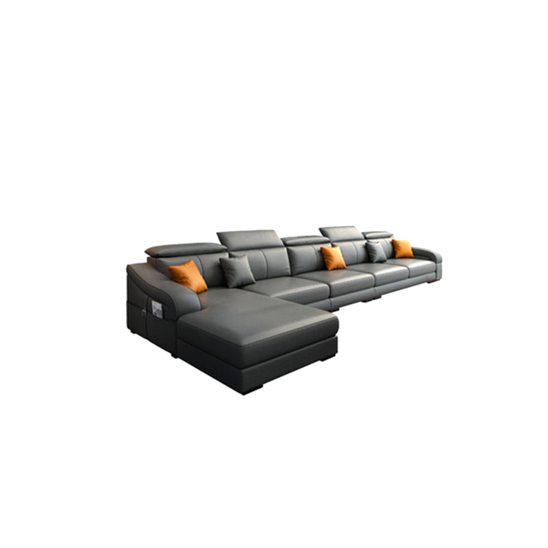 Modern Cushion Back Sectional Sofa 33.46"High Sloped Arms Sectionals with Storage, Grey