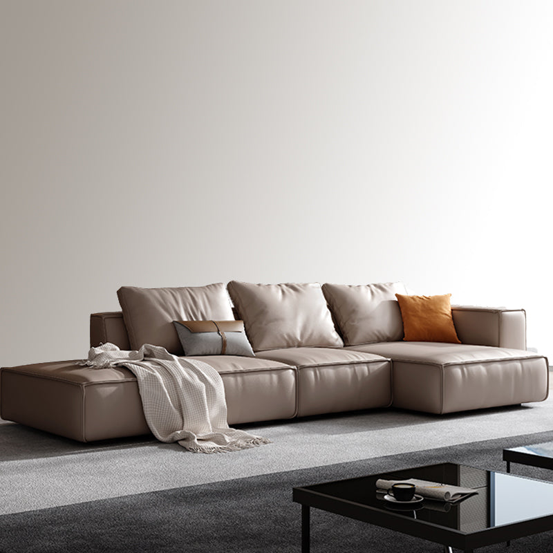 Genuine Leather Pillowed Back Cushions Sofa and Sectional with Wear Resistant