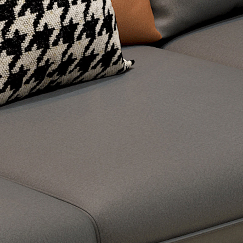 Stain-Resistant Pillowed Back Cushions Sectional Square Arm Sofa with Ottoman Included