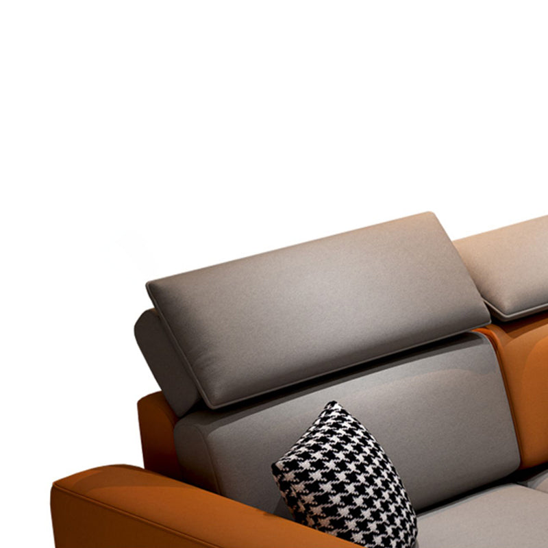 Recessed Arm Storage Faux Leather Sectional Cushion Back Sofa and Chaise