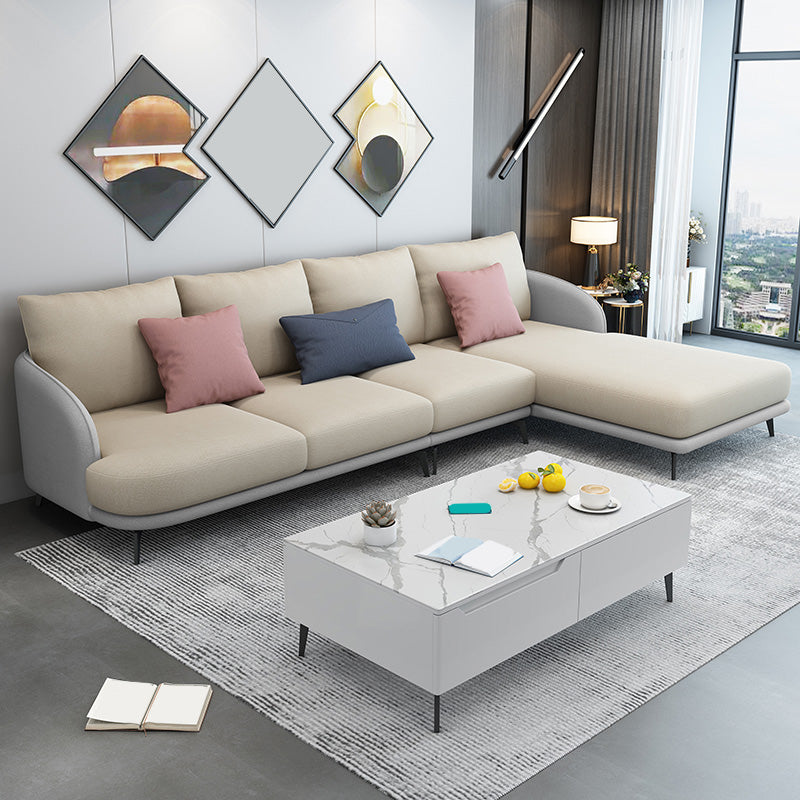 126"L √ó 67"W Faux Leather Sofa and Chaise Cushion Back Sectional with Sloped Arms