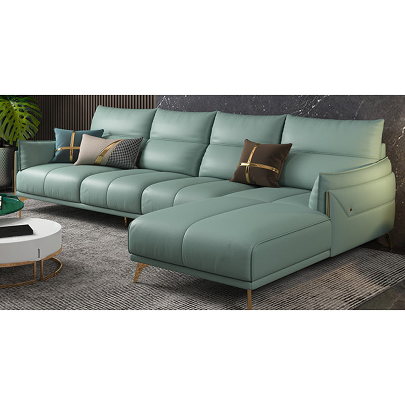 Green Modern Genuine Leather Cushion Back Sofa/Sectional with Wear-Resisting