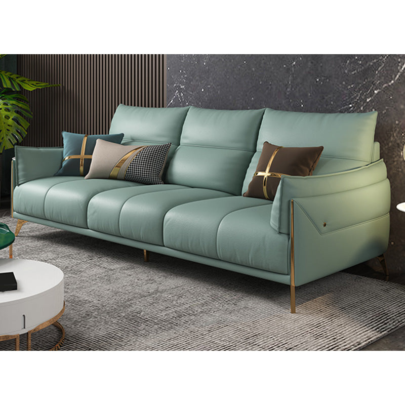 Green Modern Genuine Leather Cushion Back Sofa/Sectional with Wear-Resisting