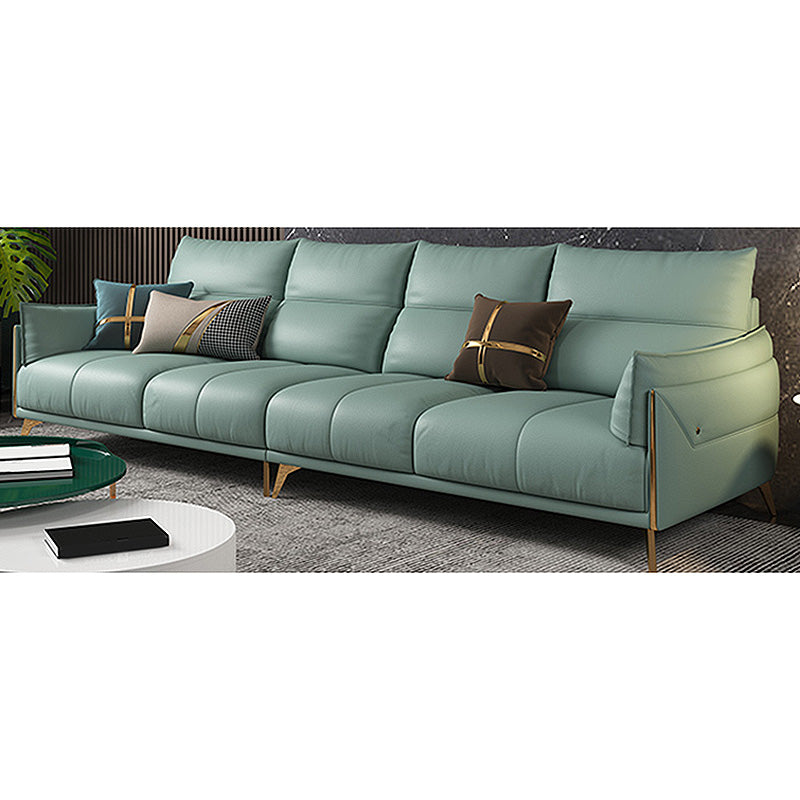 Green Modern Genuine Leather Cushion Back Sofa/Sectional with Wear-Resisting