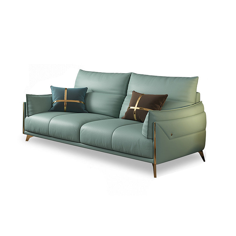 Green Modern Genuine Leather Cushion Back Sofa/Sectional with Wear-Resisting