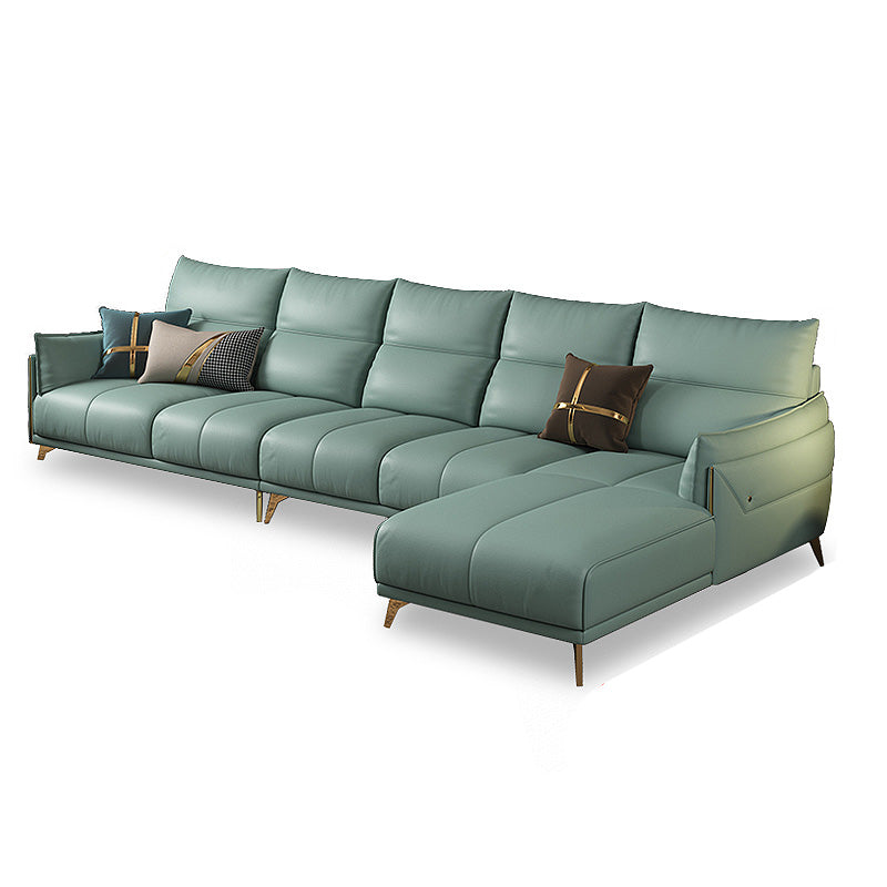 Green Modern Genuine Leather Cushion Back Sofa/Sectional with Wear-Resisting