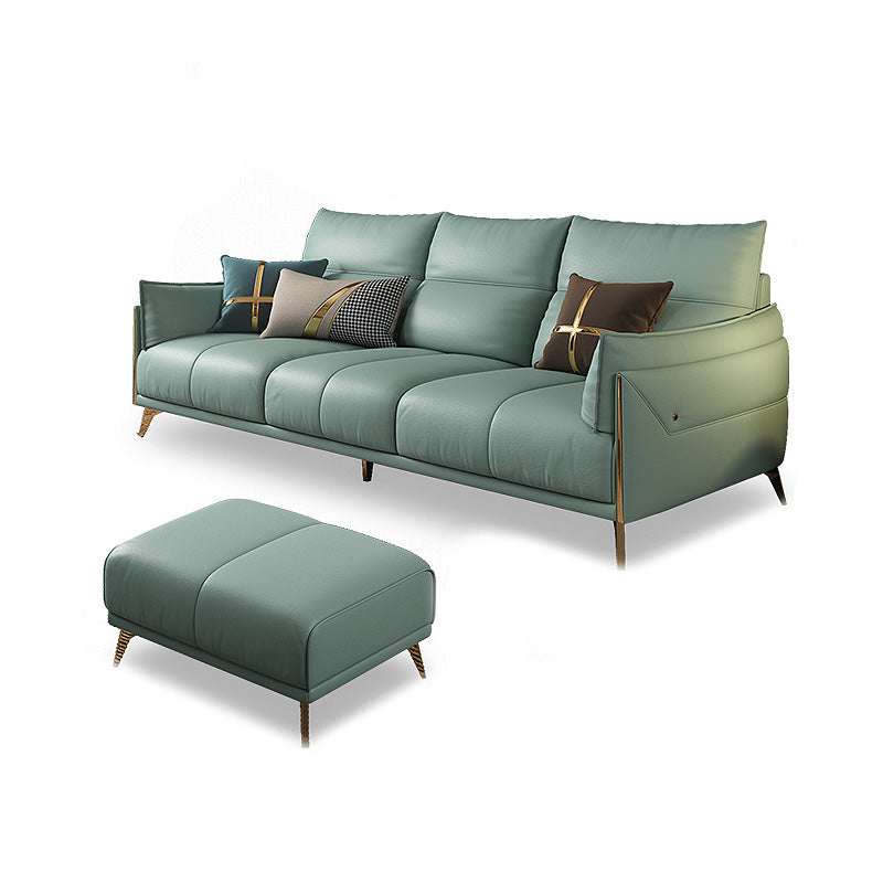 Green Modern Genuine Leather Cushion Back Sofa/Sectional with Wear-Resisting