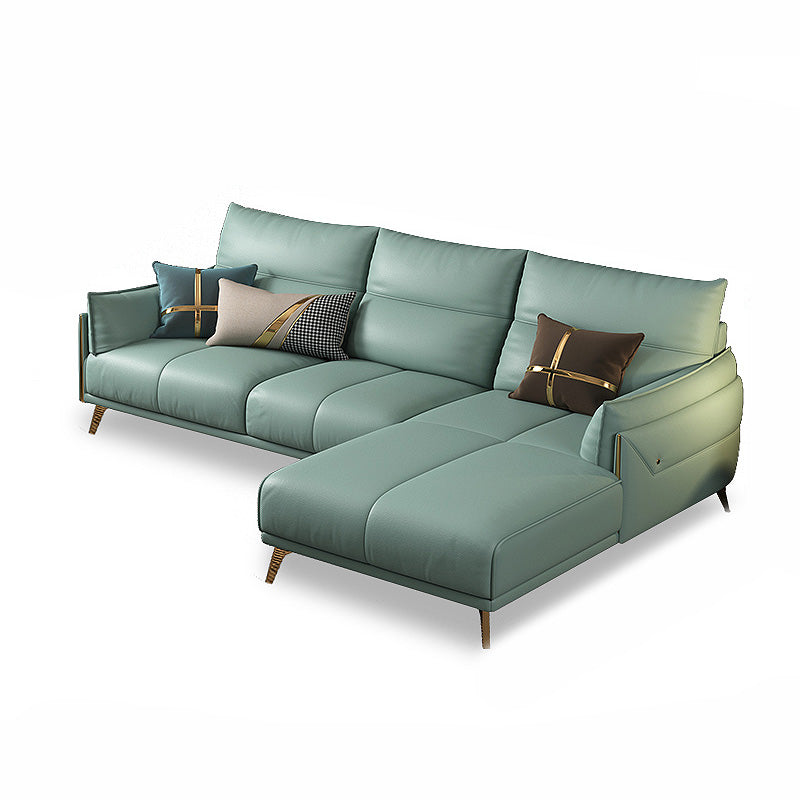 Green Modern Genuine Leather Cushion Back Sofa/Sectional with Wear-Resisting
