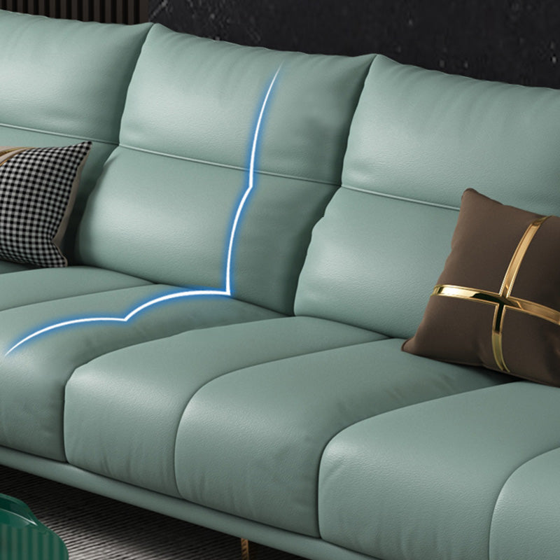 Green Modern Genuine Leather Cushion Back Sofa/Sectional with Wear-Resisting