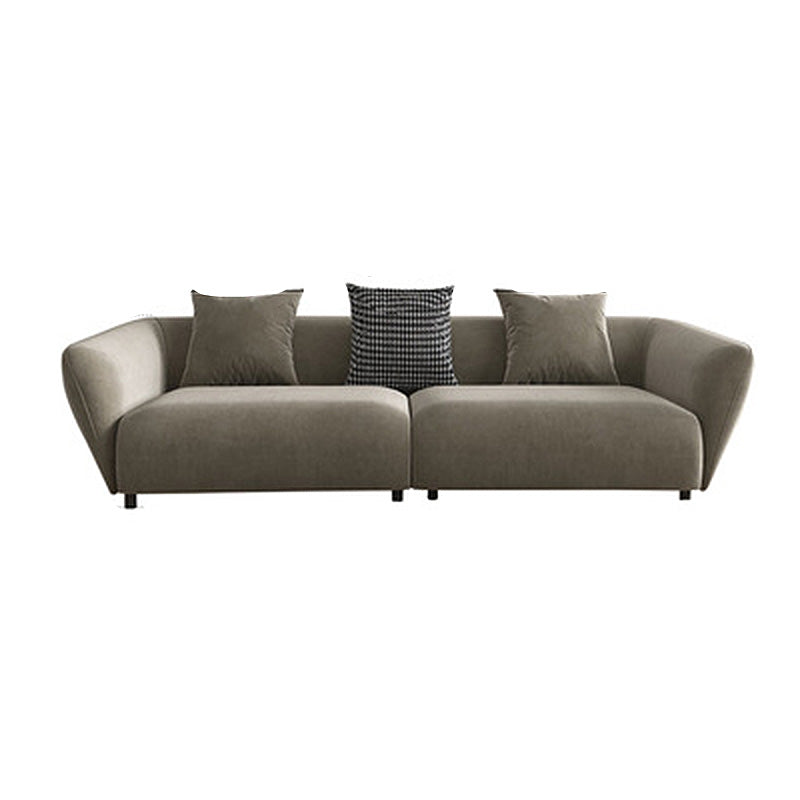 Dark Gray Flared Arm Sectional Contemporary Tight Back Curved Sofa for Living Room
