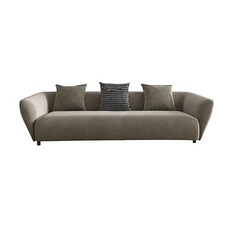 Dark Gray Flared Arm Sectional Contemporary Tight Back Curved Sofa for Living Room