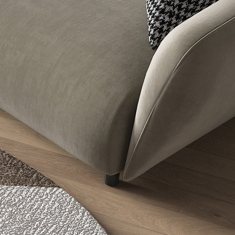 Dark Gray Flared Arm Sectional Contemporary Tight Back Curved Sofa for Living Room