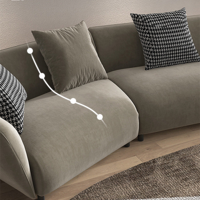 Dark Gray Flared Arm Sectional Contemporary Tight Back Curved Sofa for Living Room