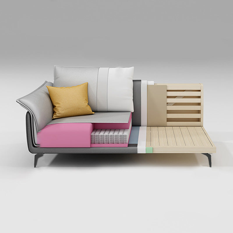 Light-grey Faux Leather Pillow Top Arm Sofa/Sectional with Stain-Resistant