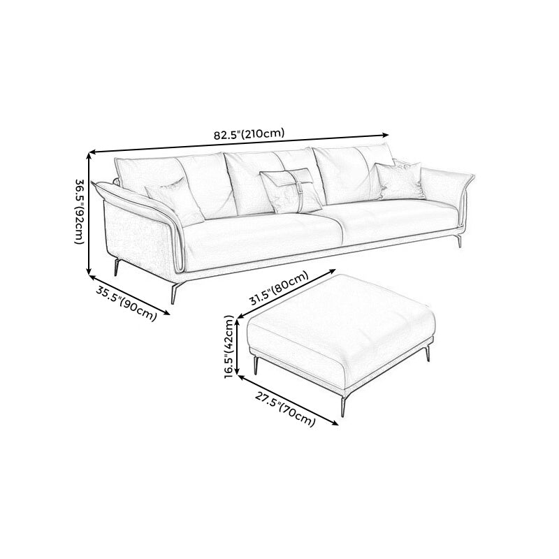 Light-grey Faux Leather Pillow Top Arm Sofa/Sectional with Stain-Resistant