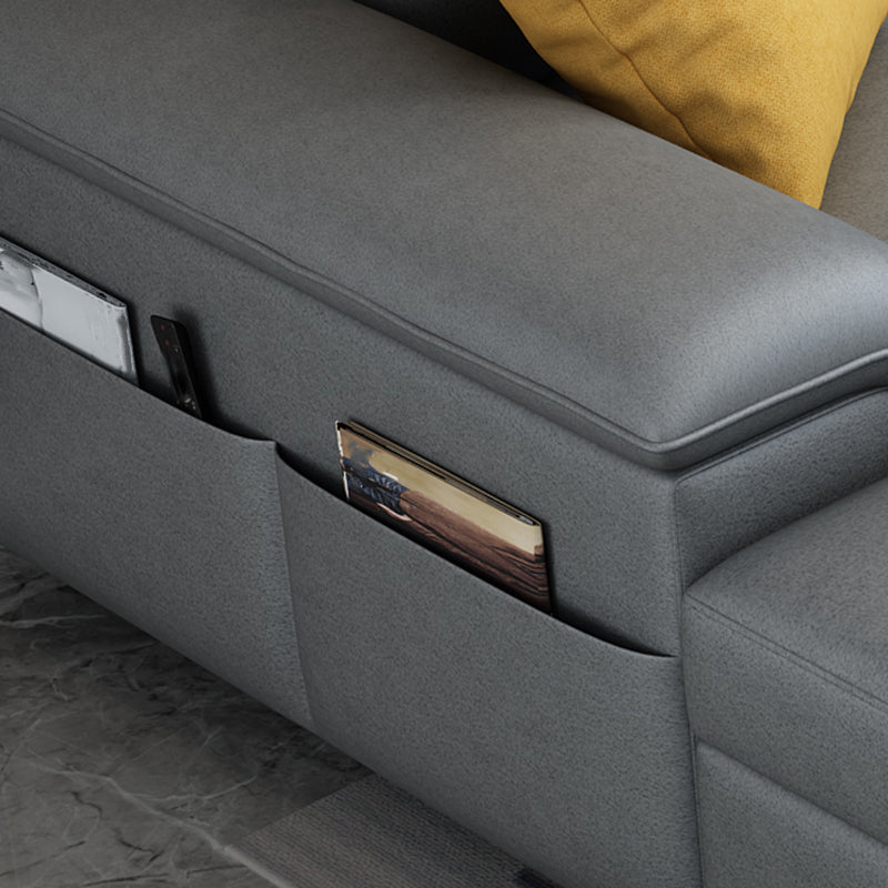 Modern L-Shape Sectional Pillow Back Cushion Sofa and Chaise with Storage