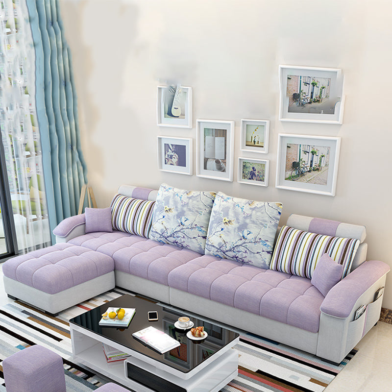 Modern L-Shape Sectionals 31.5"H High Back Sofa with Storage