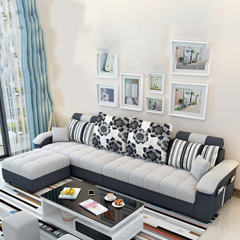 Modern L-Shape Sectionals 31.5"H High Back Sofa with Storage