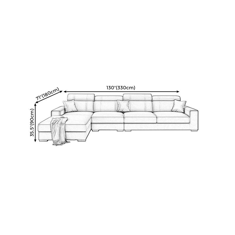 Modern Black Faux Leather Sectional Square Arm Sofa for Living Room