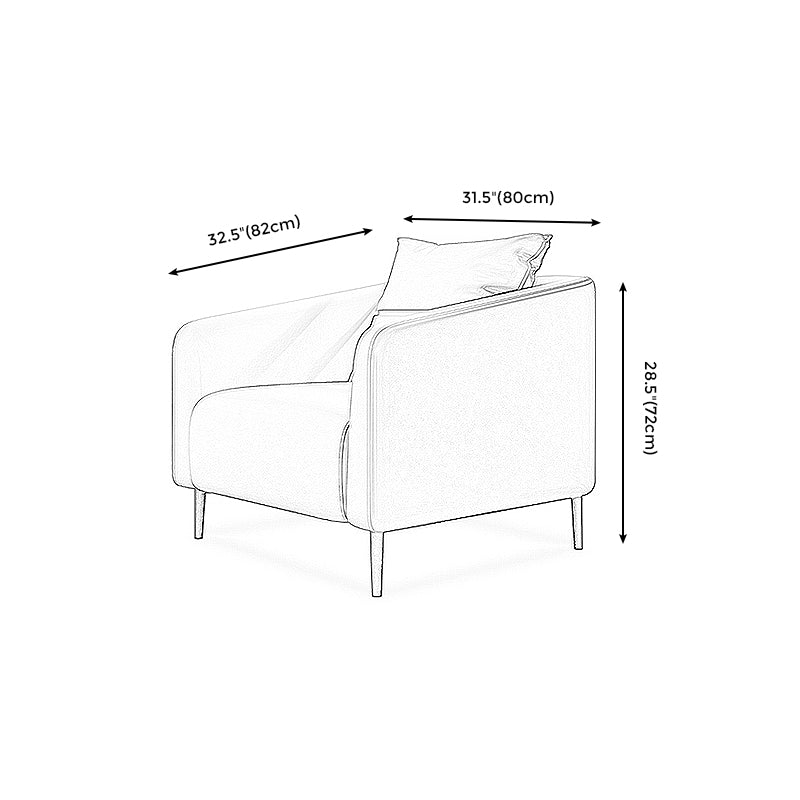 Modern Genuine Leather Sofa Sloped Arm Couch with Tight Seat for Apartment