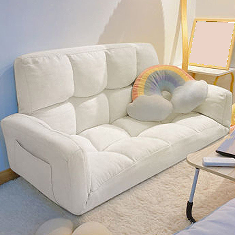 Scandinavian Cotton-Blend Sofa Convertible Tufted Sofa Bed with Pillows