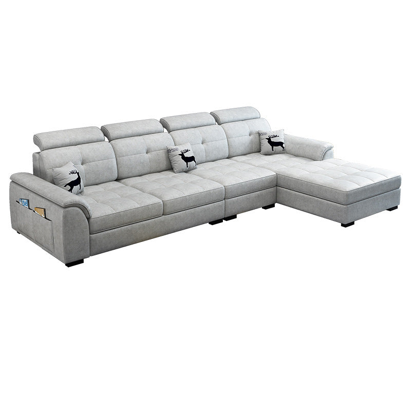 L-shape Faux Leather/Linen Sectionals with Reversible Chaise and Storage