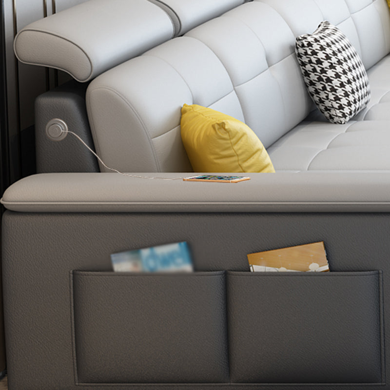 L-shape Faux Leather/Linen Sectionals with Reversible Chaise and Storage