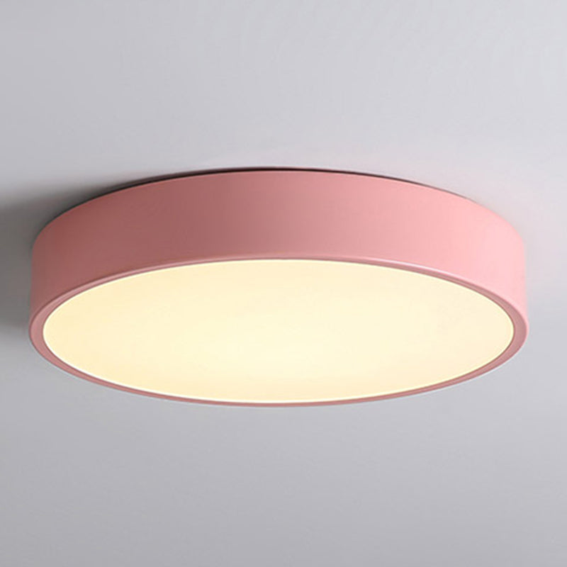 Round Shape LED Ceiling Lamp Macaroon Simple Style Iron 1 Light Flush Mount for Aisle
